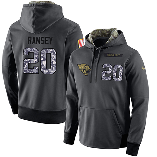 NFL Men's Nike Jacksonville Jaguars #20 Jalen Ramsey Stitched Black Anthracite Salute to Service Player Performance Hoodie